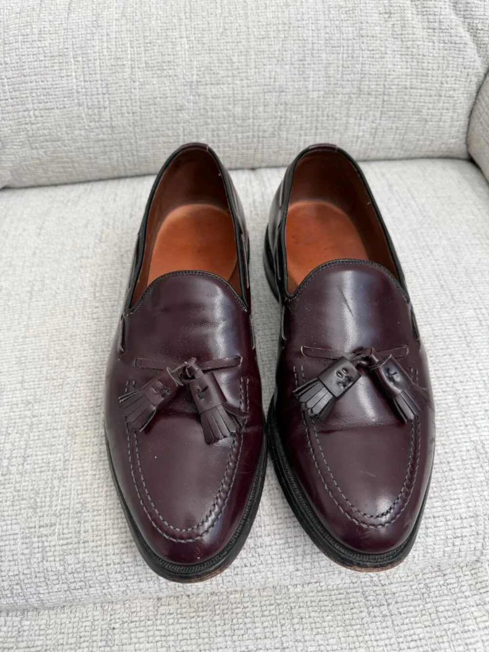 Allen Edmonds Grayson Mens 6.5 EEE Burgundy Tassel Loafers Dress Shoes USA 8297